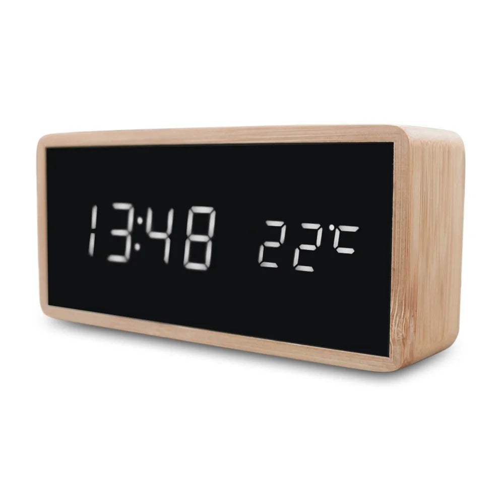 réveil hifi bois avec indication de température