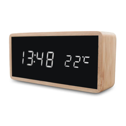 réveil hifi bois avec indication de température