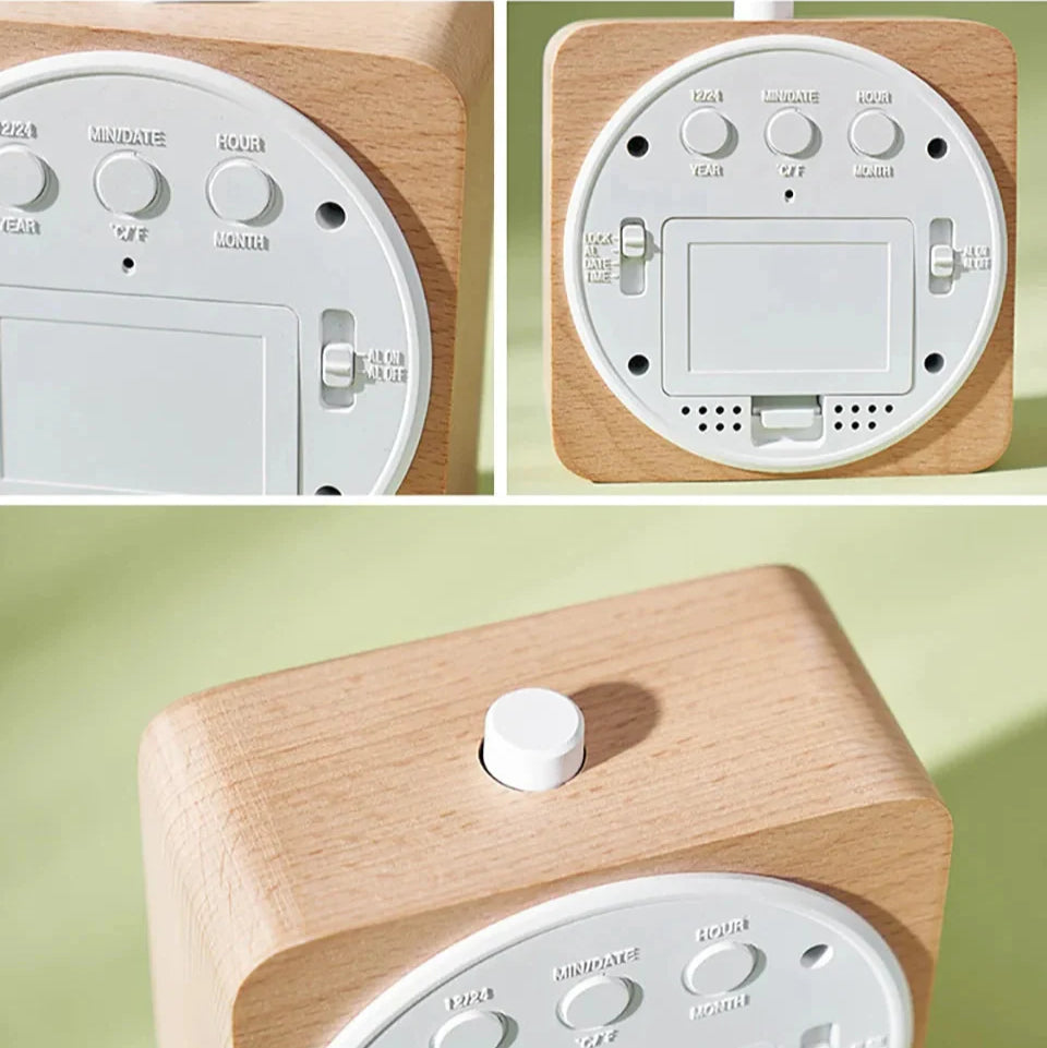 réveil numérique chic en bois